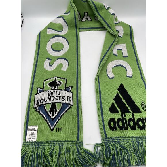 Seattle Sounders 100% Acrylic FC Adidas Scarf Ruffneck Green Space Needle - Picture 1 of 3